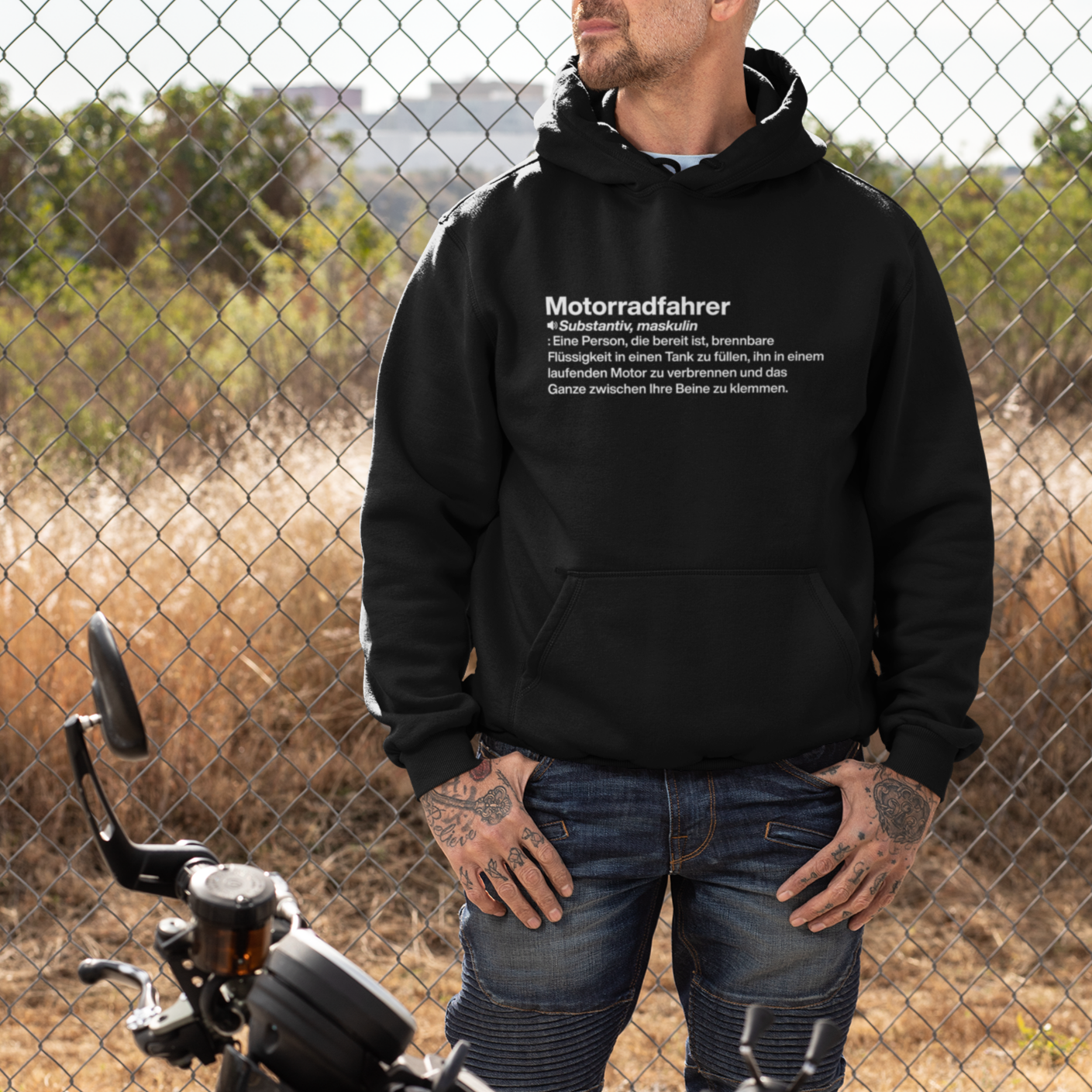 Motorradfahrer Definition - Premium Hoodie