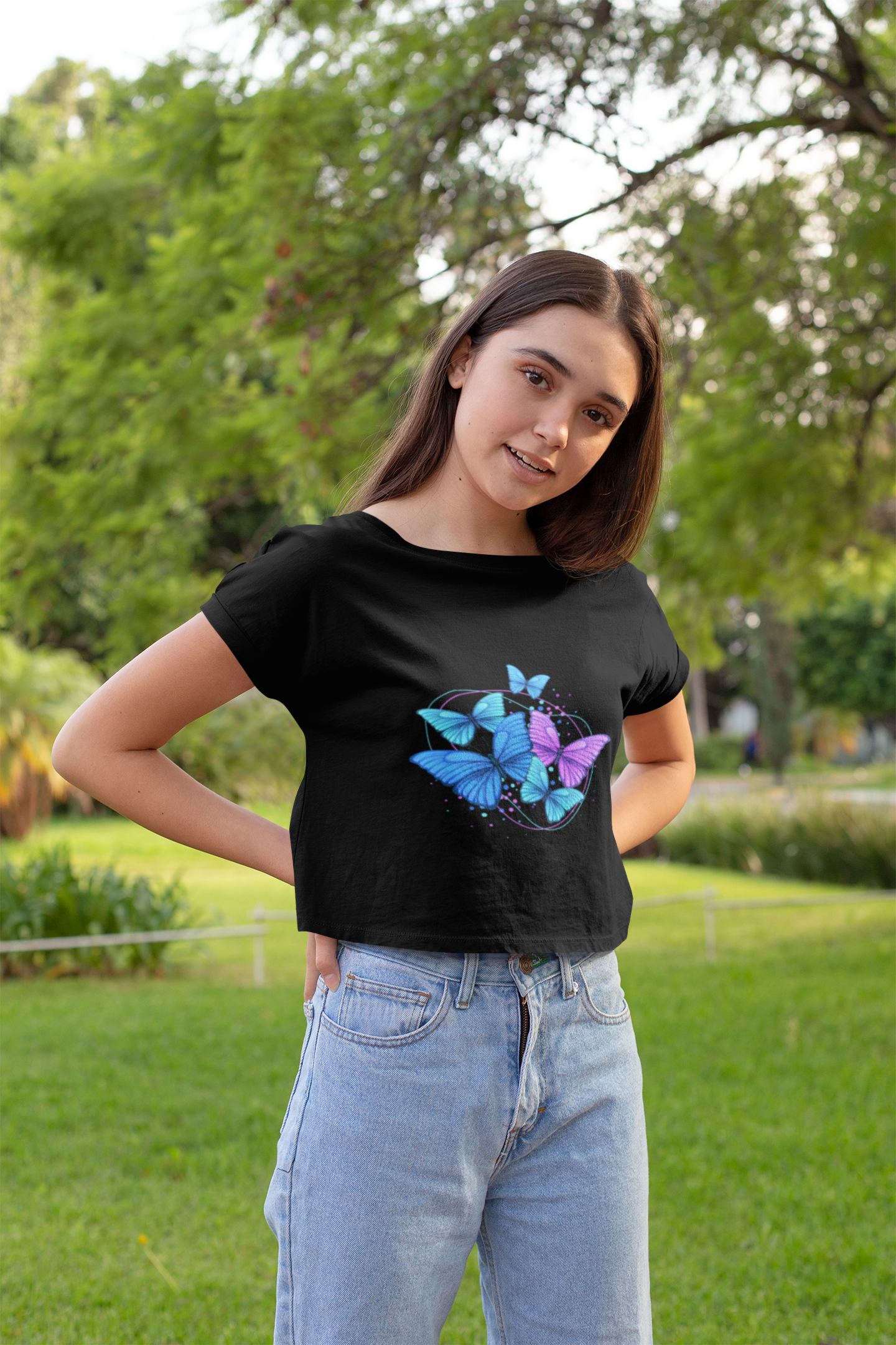 Butterfly - Ladies Cropped Tee